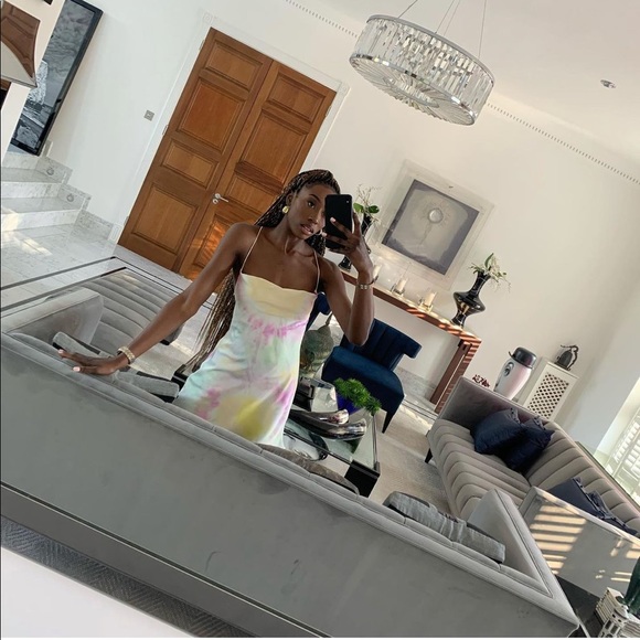 Zara Printed Satin Tie Dye Mini Dress Slip - Picture 8 of 16